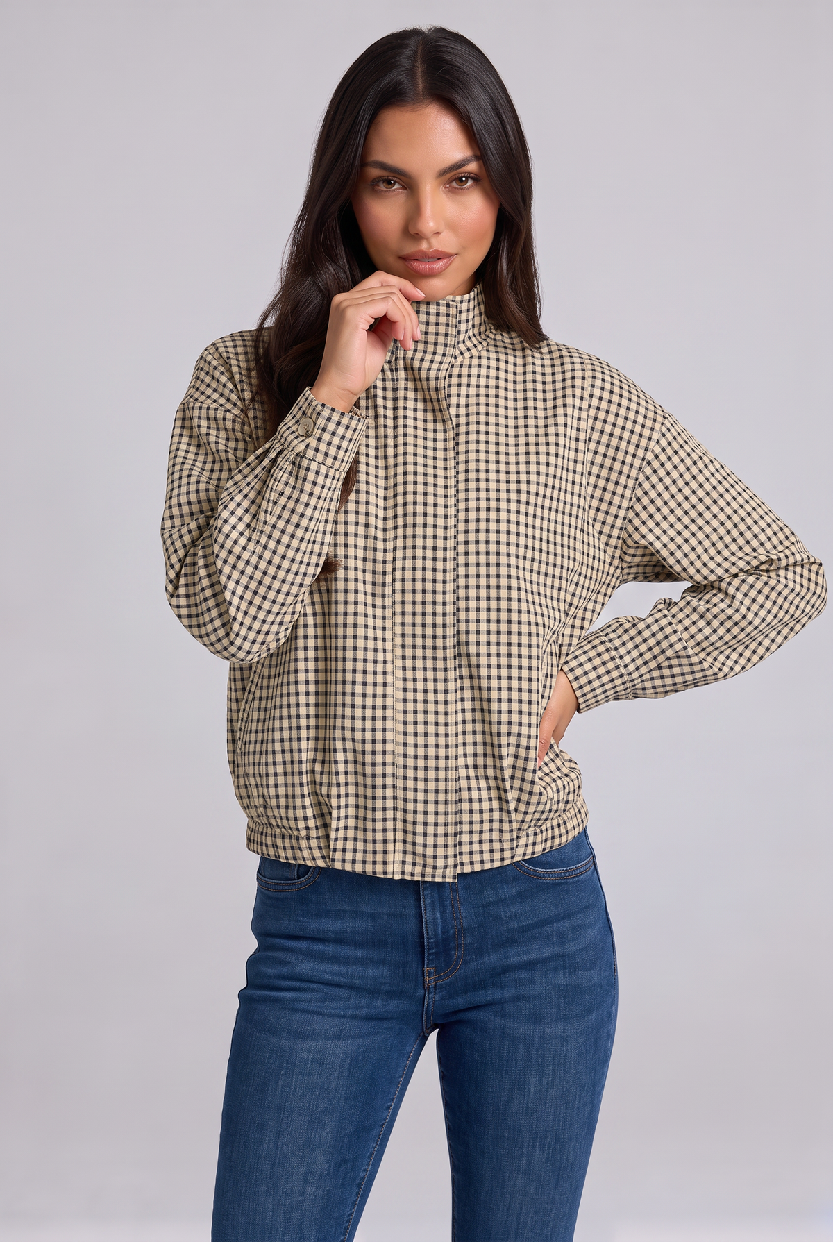 Nora – Check Bomber Jacket